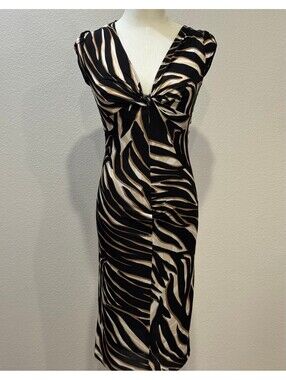 Y2K MNG Mango dress animal print Women's XS twist front midi
